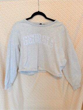 H&M Light Gray GEORGIA Cropped Crewneck Sweatshirt